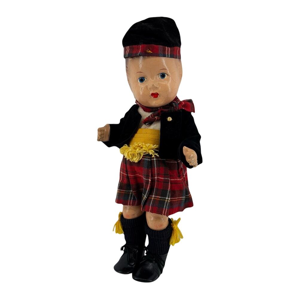 Antique Scottish Doll Reliable Made in Canada Highland Laddie 1930s